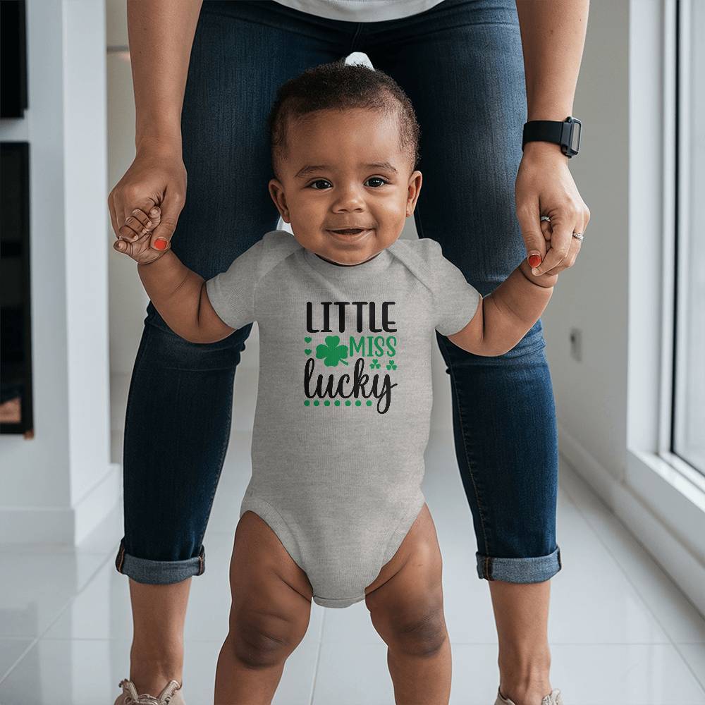 Little Miss Lucky St. Patrick’s Day Baby Girl Bodysuit – Cute Shamrock Onesie – Soft Cotton Infant Romper – Irish Holiday Outfit & Baby Shower Gift - Mallard Moon Gift Shop