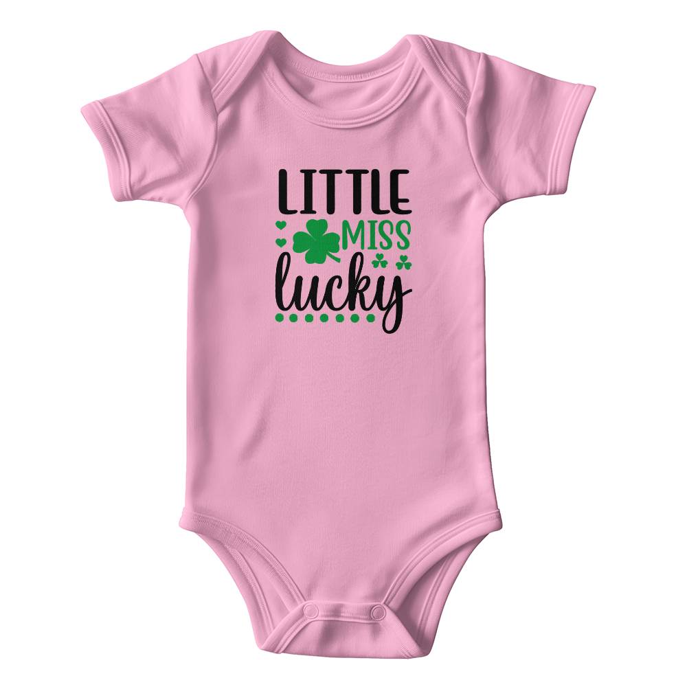 Little Miss Lucky St. Patrick’s Day Baby Girl Bodysuit – Cute Shamrock Onesie – Soft Cotton Infant Romper – Irish Holiday Outfit & Baby Shower Gift - Mallard Moon Gift Shop