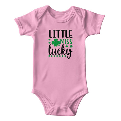 Little Miss Lucky St. Patrick’s Day Baby Girl Bodysuit – Cute Shamrock Onesie – Soft Cotton Infant Romper – Irish Holiday Outfit & Baby Shower Gift - Mallard Moon Gift Shop