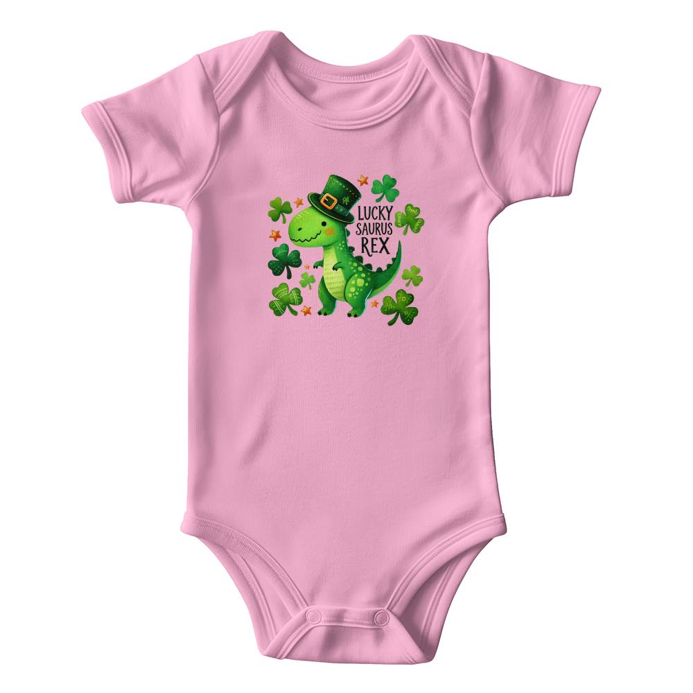 Lucky Saurus Rex St. Patrick’s Day Baby Bodysuit – Cute Dinosaur & Shamrock Onesie – Soft Cotton Infant Romper – Funny Irish Holiday Outfit & Baby Gift - Mallard Moon Gift Shop
