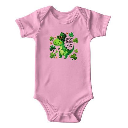Lucky Saurus Rex St. Patrick’s Day Baby Bodysuit – Cute Dinosaur & Shamrock Onesie – Soft Cotton Infant Romper – Funny Irish Holiday Outfit & Baby Gift - Mallard Moon Gift Shop