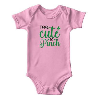 Too Cute to Pinch St. Patrick’s Day Baby Bodysuit – Funny Shamrock Onesie – Soft Cotton Infant Romper – Irish Holiday Outfit & Baby Gift - Mallard Moon Gift Shop