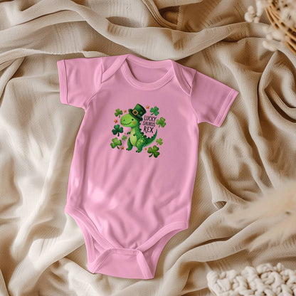 Lucky Saurus Rex St. Patrick’s Day Baby Bodysuit – Cute Dinosaur & Shamrock Onesie – Soft Cotton Infant Romper – Funny Irish Holiday Outfit & Baby Gift - Mallard Moon Gift Shop