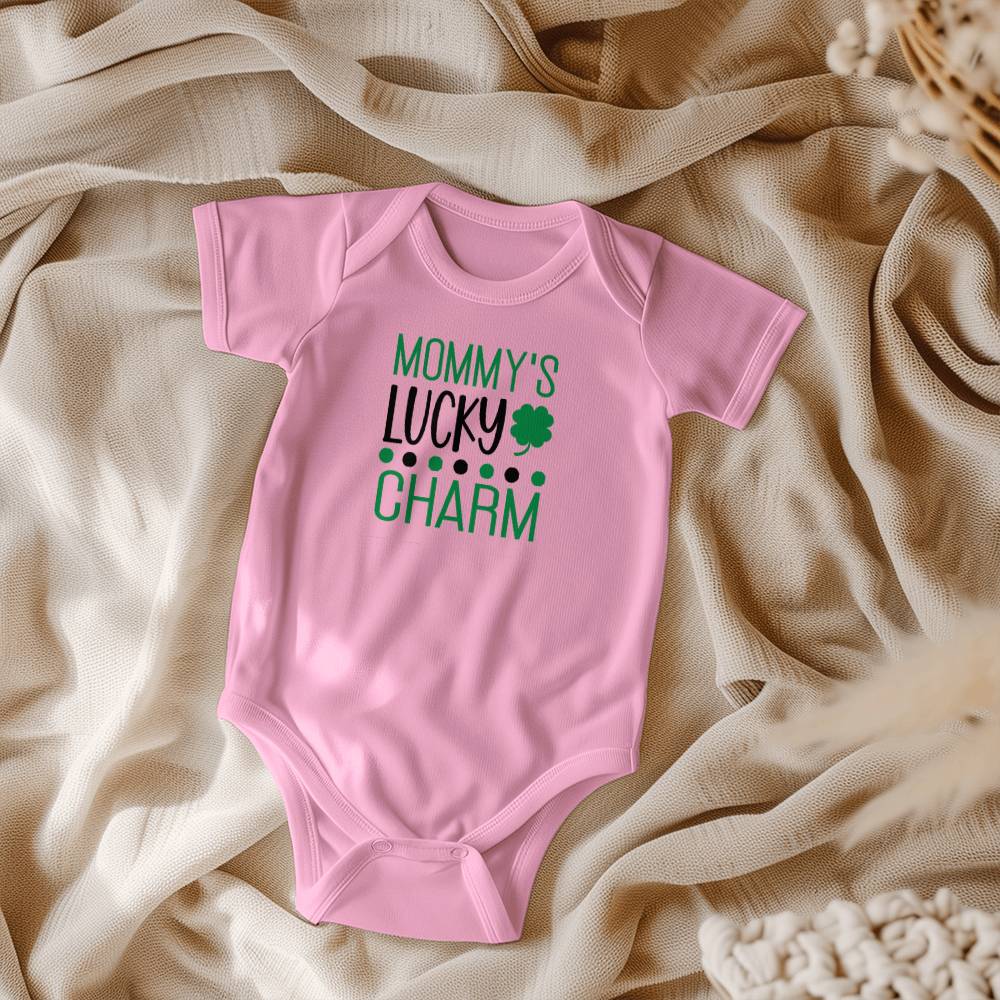 Mommy’s Lucky Charm St. Patrick’s Day Baby Bodysuit – Cute Shamrock Onesie – Soft Cotton Infant Romper – Funny Irish Holiday Outfit & Baby Gift - Mallard Moon Gift Shop