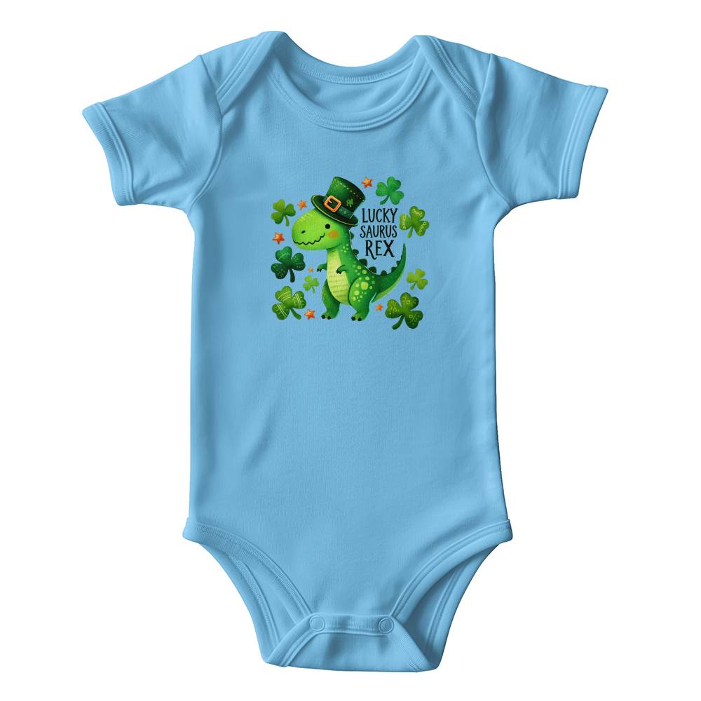 Lucky Saurus Rex St. Patrick’s Day Baby Bodysuit – Cute Dinosaur & Shamrock Onesie – Soft Cotton Infant Romper – Funny Irish Holiday Outfit & Baby Gift - Mallard Moon Gift Shop