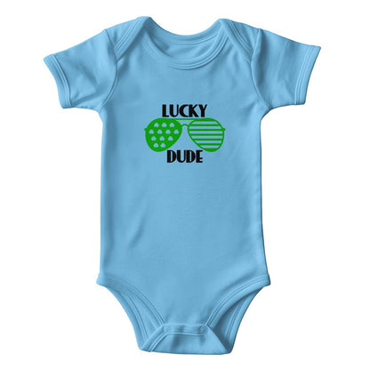 Lucky Dude St. Patrick’s Day Baby Bodysuit – Cool Shamrock Sunglasses Onesie – Soft Cotton Infant Romper – Funny Irish Holiday Outfit & Baby Gift - Mallard Moon Gift Shop