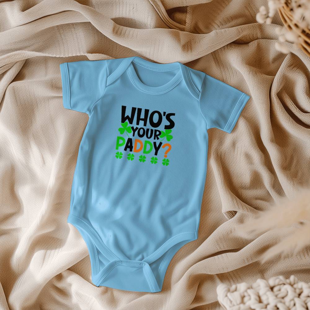 Who’s Your Paddy? St. Patrick’s Day Baby Bodysuit – Funny Shamrock Onesie – Soft Cotton Infant Romper – Cute Irish HHoliday Outfit & Baby Gift - Mallard Moon Gift Shop