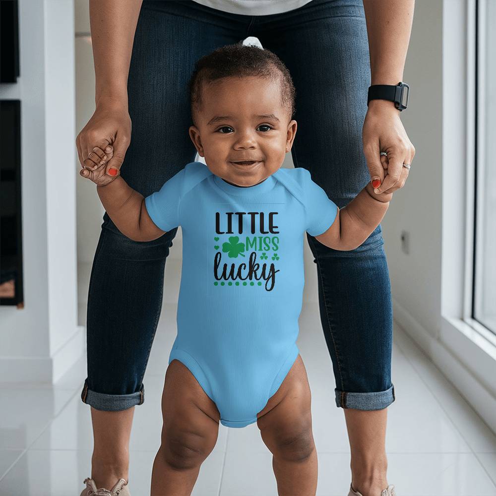 Little Miss Lucky St. Patrick’s Day Baby Girl Bodysuit – Cute Shamrock Onesie – Soft Cotton Infant Romper – Irish Holiday Outfit & Baby Shower Gift - Mallard Moon Gift Shop