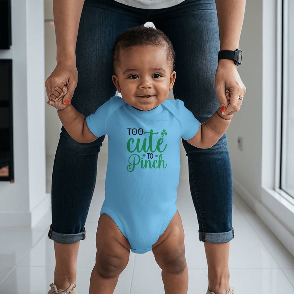 Too Cute to Pinch St. Patrick’s Day Baby Bodysuit – Funny Shamrock Onesie – Soft Cotton Infant Romper – Irish Holiday Outfit & Baby Gift - Mallard Moon Gift Shop