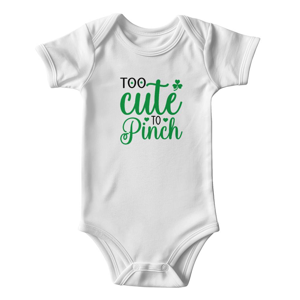 Too Cute to Pinch St. Patrick’s Day Baby Bodysuit – Funny Shamrock Onesie – Soft Cotton Infant Romper – Irish Holiday Outfit & Baby Gift - Mallard Moon Gift Shop