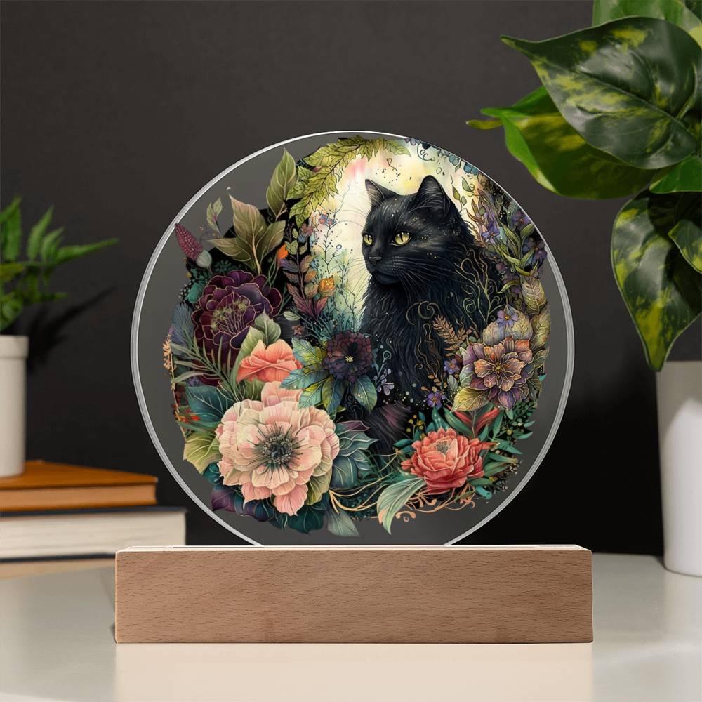 Eerie Feline Shadow: Spooky Acrylic Decor - Mallard Moon Gift Shop