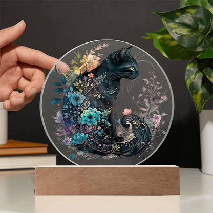 Hallow's Eve Feline: Enchanting Acrylic Plaque - Mallard Moon Gift Shop