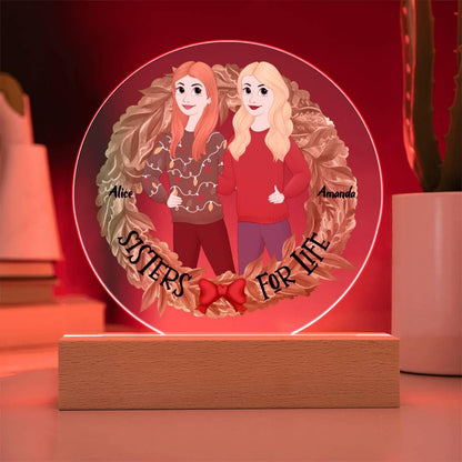 Sister Holiday Gift- Sisters are for Life Personalized  Circle Acrylic Plaque - Mallard Moon Gift Shop