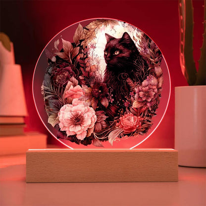 Eerie Feline Shadow: Spooky Acrylic Decor - Mallard Moon Gift Shop