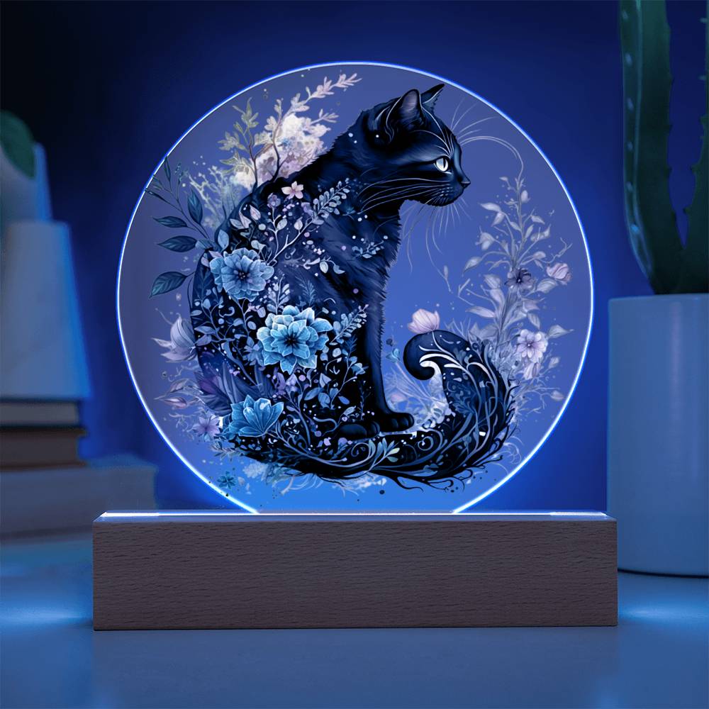 Hallow's Eve Feline: Enchanting Acrylic Plaque - Mallard Moon Gift Shop