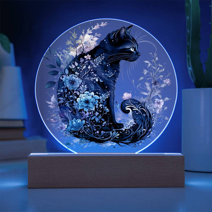 Hallow's Eve Feline: Enchanting Acrylic Plaque - Mallard Moon Gift Shop
