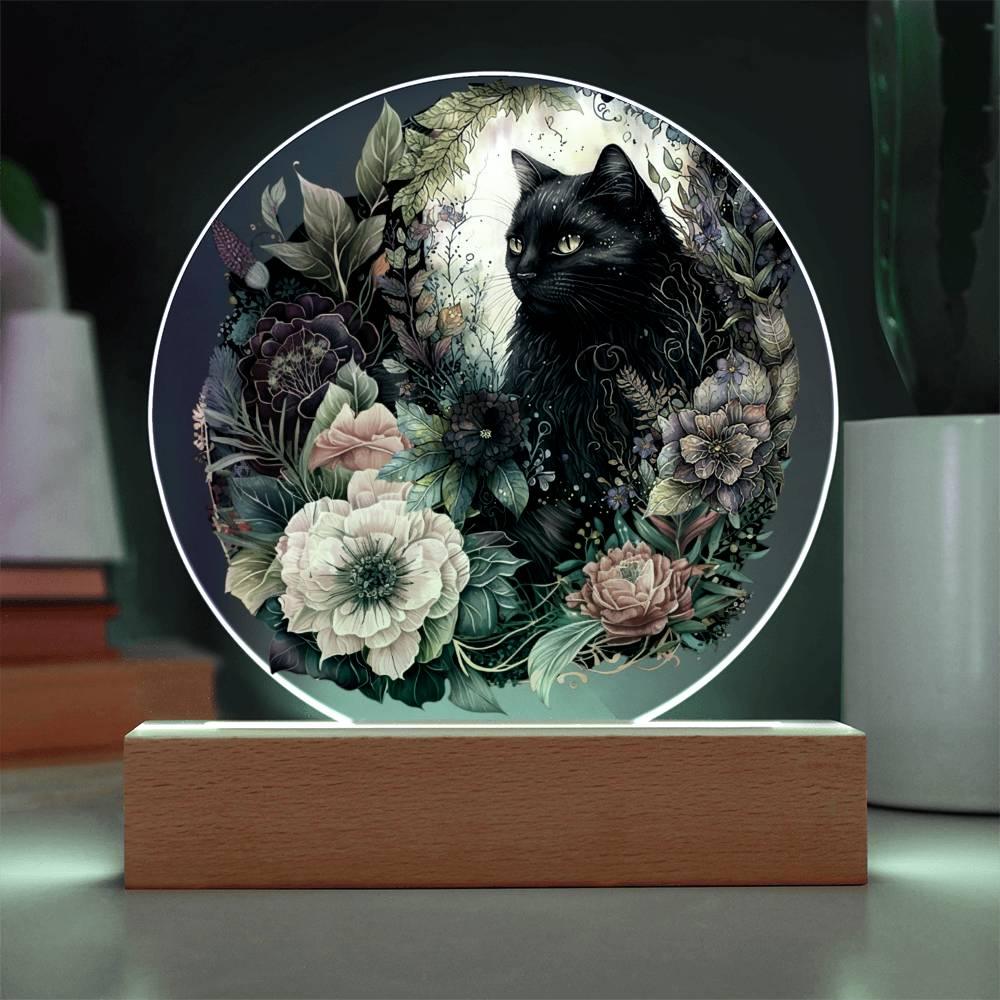 Eerie Feline Shadow: Spooky Acrylic Decor - Mallard Moon Gift Shop
