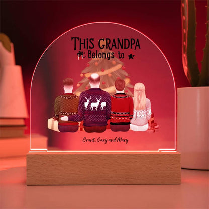 Grandpa Personalized Christmas Gift - This Grandpa Belongs to Grandkids - Dome Acrylic Plaque - Mallard Moon Gift Shop
