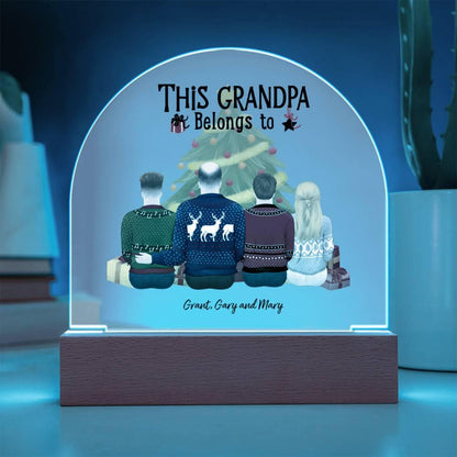 Grandpa Personalized Christmas Gift - This Grandpa Belongs to Grandkids - Dome Acrylic Plaque - Mallard Moon Gift Shop