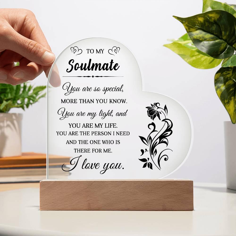 Heartfelt Gift for Soulmate - You are My Light - Heart Shaped Acrylic Plaque - Mallard Moon Gift Shop