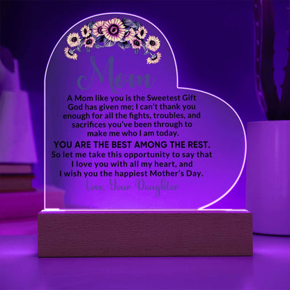 Heartfelt Gift for Mom - I Love You with All My Heart Personalized Acrylic Heart - Mallard Moon Gift Shop