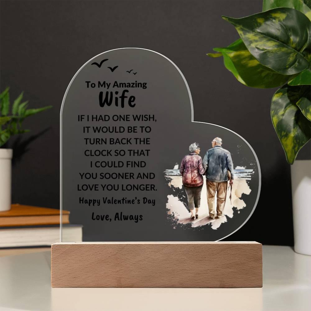 Gift for Wife Love You Longer Anniversary Birthday Valentine's Day Acrylic Heart Plaque - Mallard Moon Gift Shop