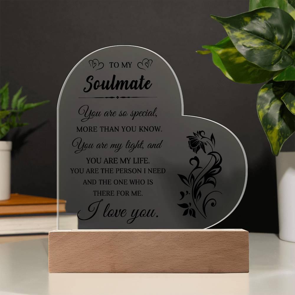Heartfelt Gift for Soulmate - You are My Light - Heart Shaped Acrylic Plaque - Mallard Moon Gift Shop