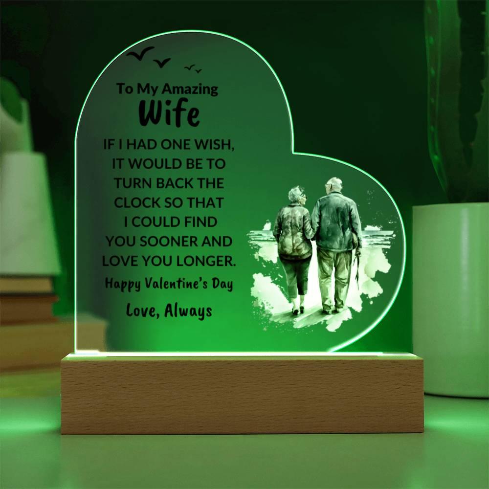 Gift for Wife Love You Longer Anniversary Birthday Valentine's Day Acrylic Heart Plaque - Mallard Moon Gift Shop