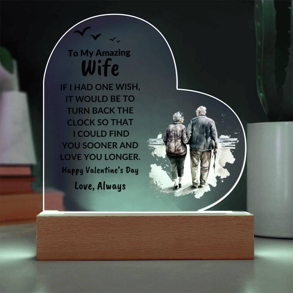 Gift for Wife Love You Longer Anniversary Birthday Valentine's Day Acrylic Heart Plaque - Mallard Moon Gift Shop