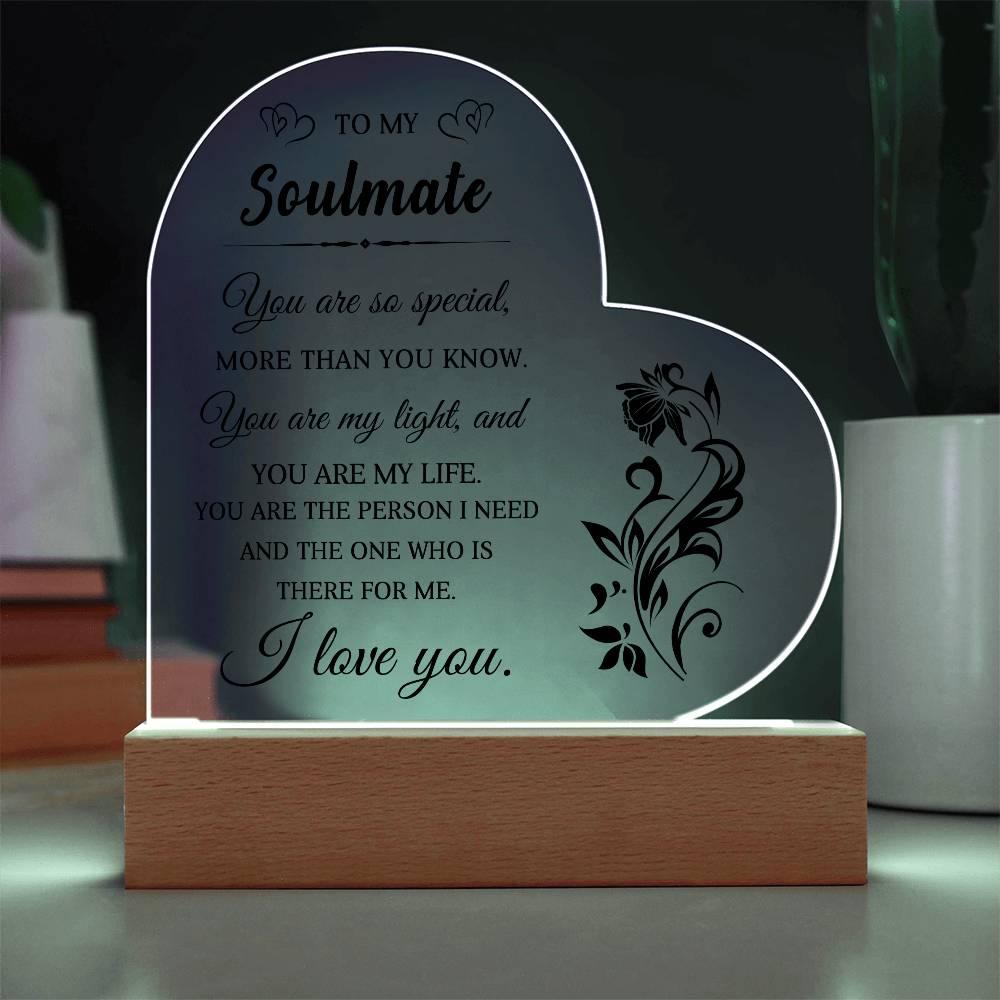Heartfelt Gift for Soulmate - You are My Light - Heart Shaped Acrylic Plaque - Mallard Moon Gift Shop