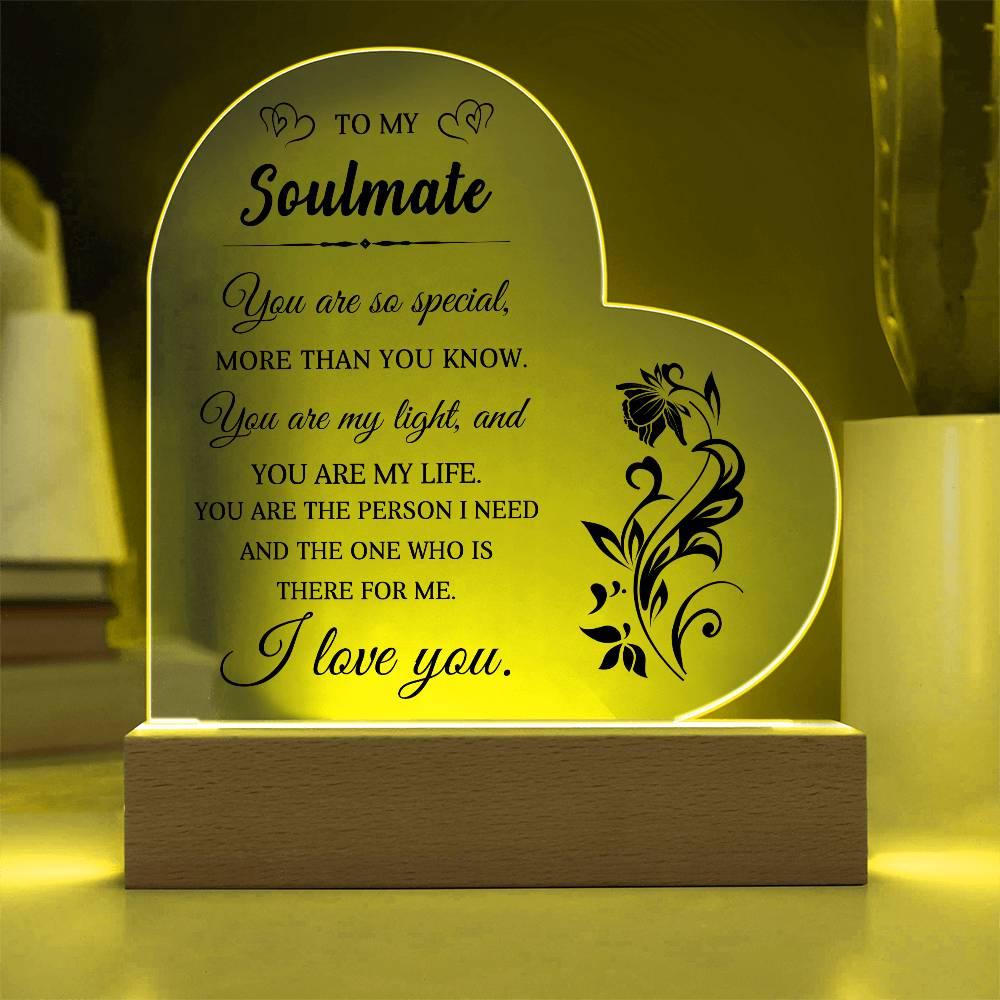 Heartfelt Gift for Soulmate - You are My Light - Heart Shaped Acrylic Plaque - Mallard Moon Gift Shop