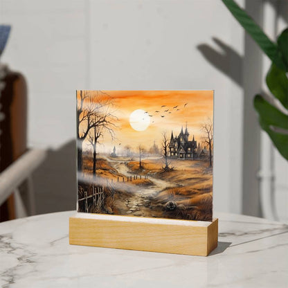 Ghost Manor: Acrylic Halloween Plaque - Mallard Moon Gift Shop