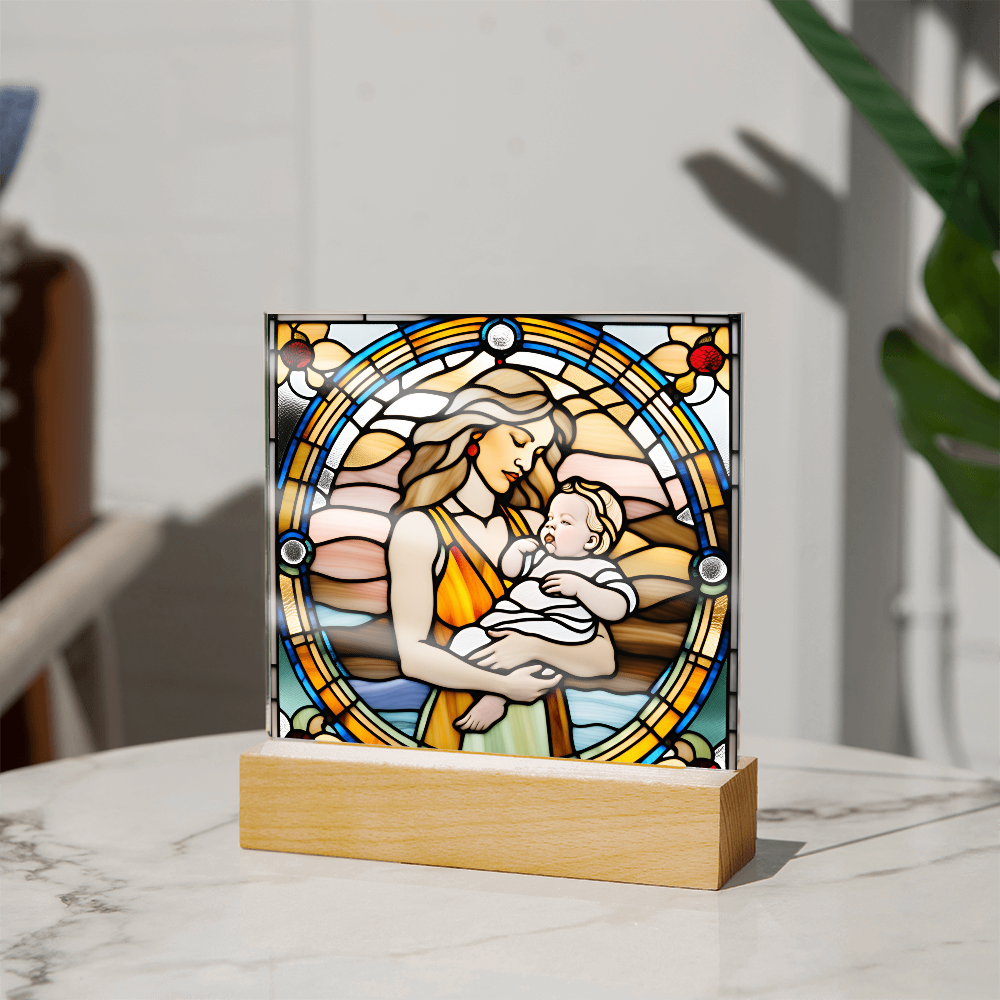 Guided by Love Stained Glass-Style LED Acrylic Plaque – A Beautiful Mother's Day or New Mom Baby Shower Gift - Mallard Moon Gift Shop