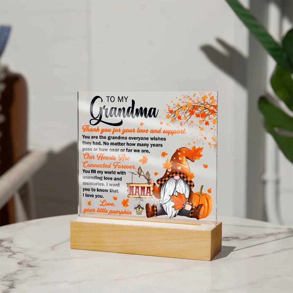 Grandma - Thank You for Your Love And Support Acrylic Square Plaque with LED Wooden Base - Mallard Moon Gift Shop