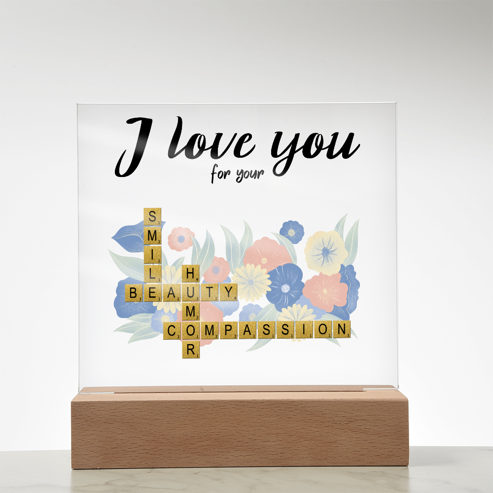 Personalized Crossword Puzzle Acrylic Plaque - Valentine's Day, Anniversary, Birthday Gift for Soulmates - Mallard Moon Gift Shop
