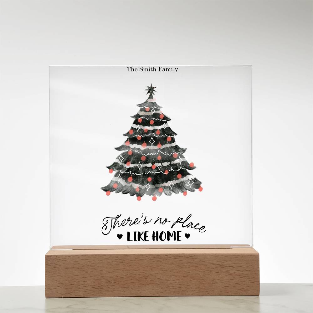 Personalized Christmas Tree Acrylic Plaque with Lighted LED Wooden Base - Mallard Moon Gift Shop