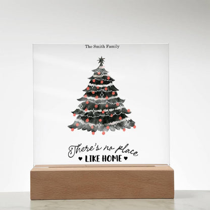 Personalized Christmas Tree Acrylic Plaque with Lighted LED Wooden Base - Mallard Moon Gift Shop