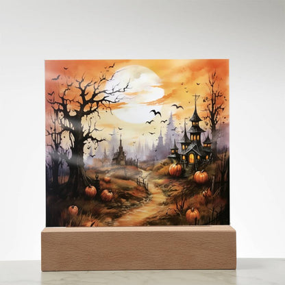 Eerie Mansion Estate: Acrylic Plaque Halloween Decor - Mallard Moon Gift Shop