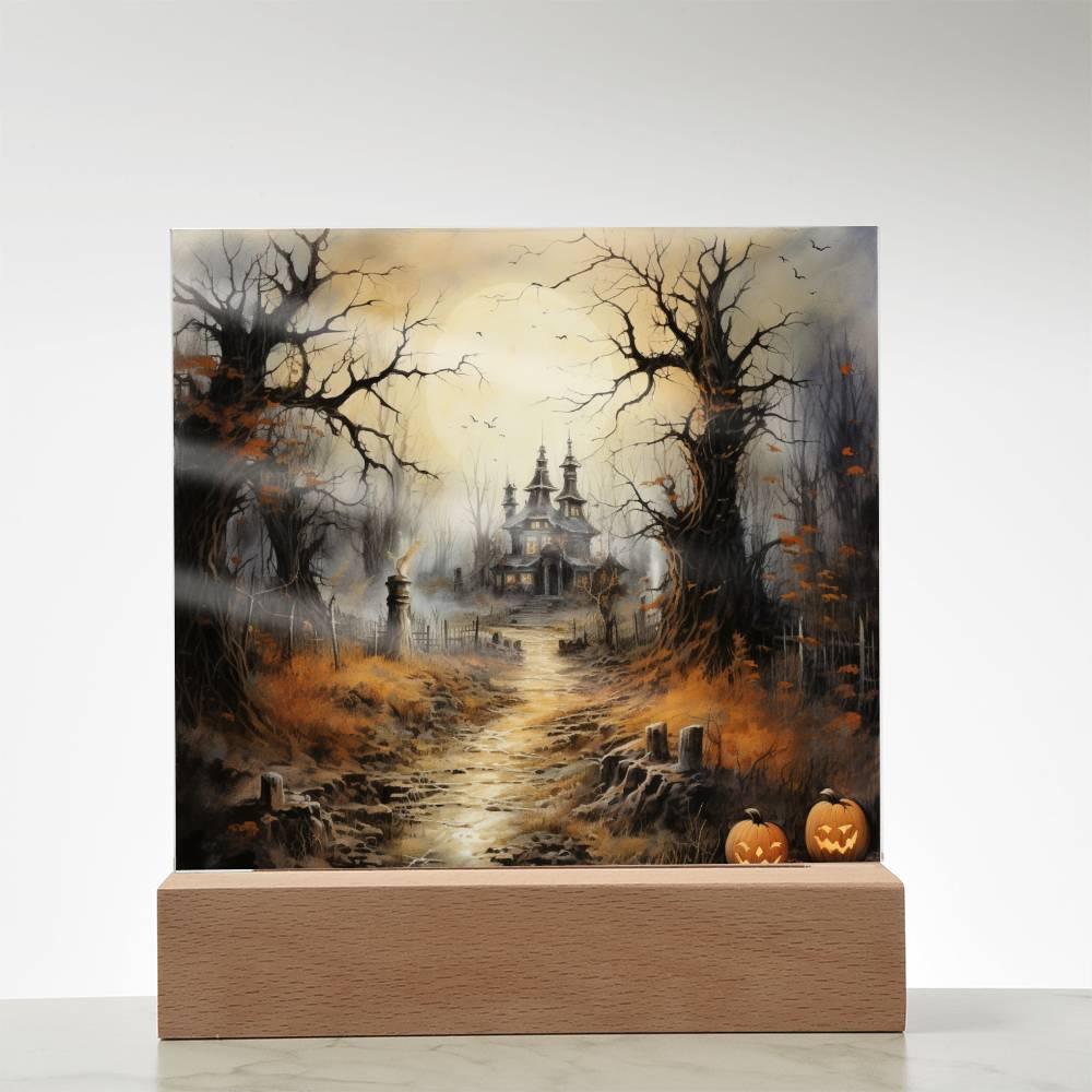 Witching Manor: Halloween's Spooktacular Acrylic Plaque - Mallard Moon Gift Shop