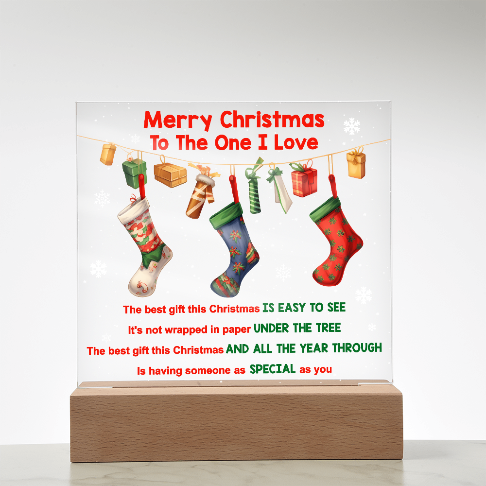 Merry Christmas to the One I Love Acrylic Plaque – Romantic Holiday LED Light Gift | Christmas Stockings Home Décor