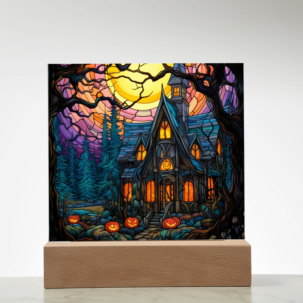 Ghoulish Mansion: Halloween Acrylic Plaque - Mallard Moon Gift Shop