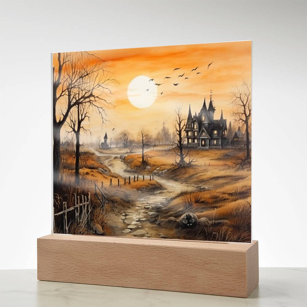 Ghost Manor: Acrylic Halloween Plaque - Mallard Moon Gift Shop