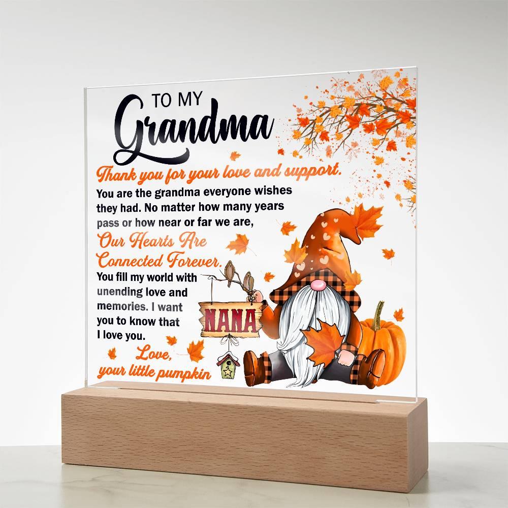 Grandma - Thank You for Your Love And Support Acrylic Square Plaque with LED Wooden Base - Mallard Moon Gift Shop