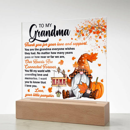 Grandma - Thank You for Your Love And Support Acrylic Square Plaque with LED Wooden Base - Mallard Moon Gift Shop