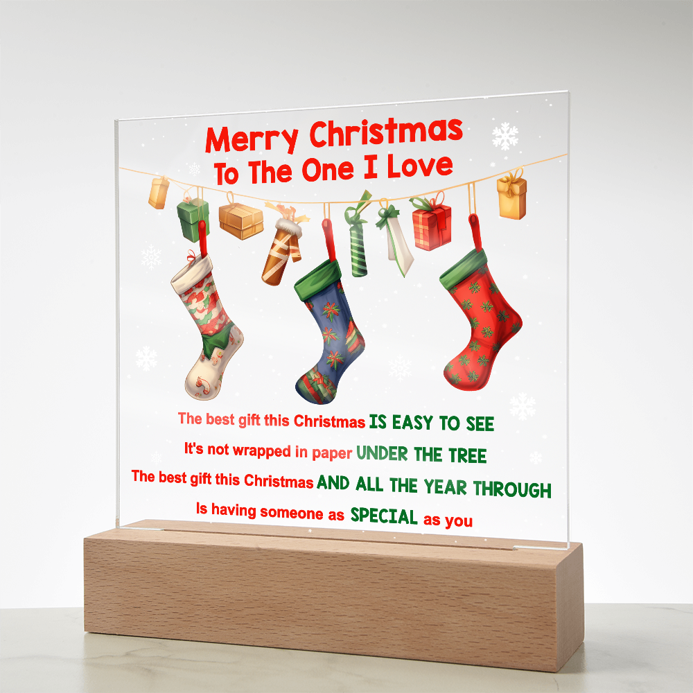 Merry Christmas to the One I Love Acrylic Plaque – Romantic Holiday LED Light Gift | Christmas Stockings Home Décor