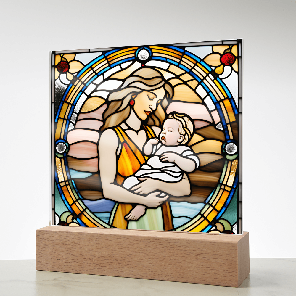 Guided by Love Stained Glass-Style LED Acrylic Plaque – A Beautiful Mother's Day or New Mom Baby Shower Gift - Mallard Moon Gift Shop