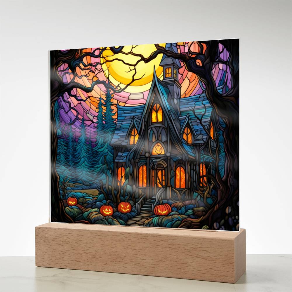 Ghoulish Mansion: Halloween Acrylic Plaque - Mallard Moon Gift Shop