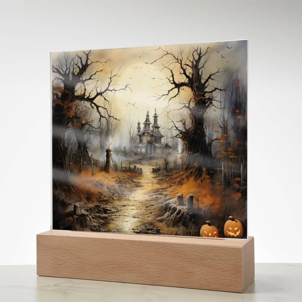 Witching Manor: Halloween's Spooktacular Acrylic Plaque - Mallard Moon Gift Shop