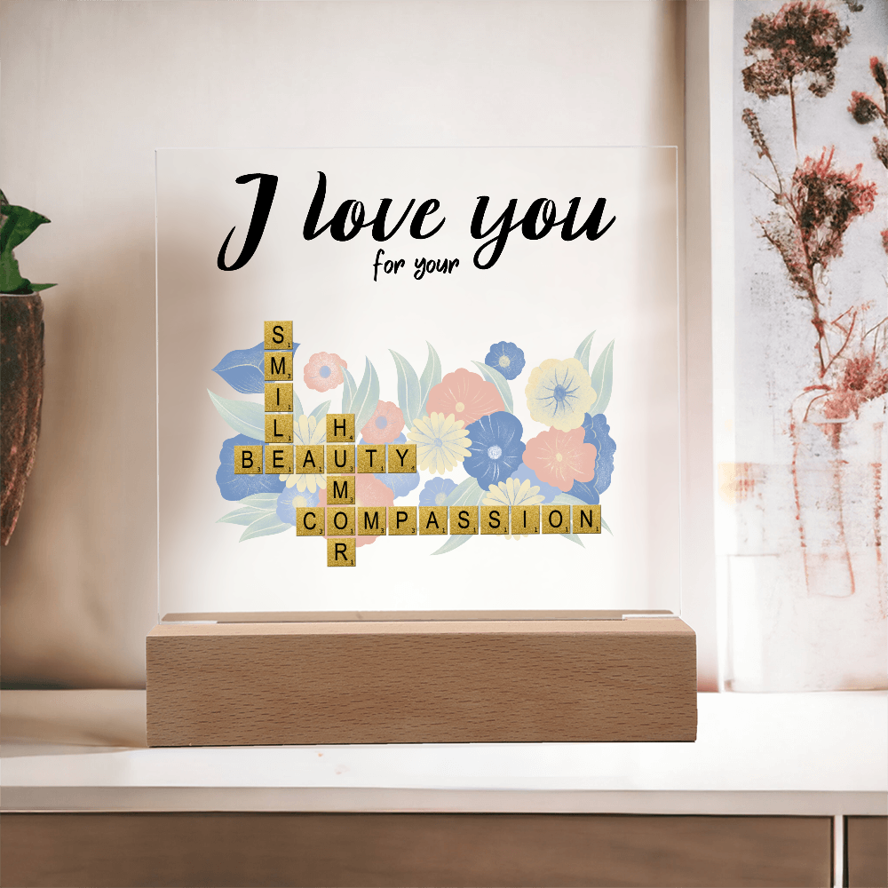 Personalized Crossword Puzzle Acrylic Plaque - Valentine's Day, Anniversary, Birthday Gift for Soulmates - Mallard Moon Gift Shop