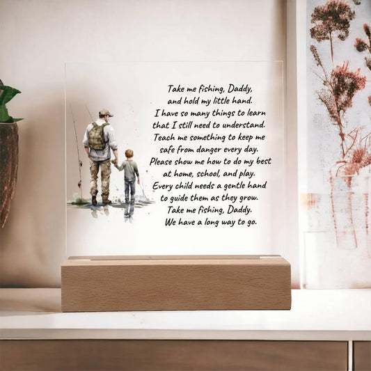 Father and Son Take me Fishing Daddy Personalized Acrylic Plaque - Mallard Moon Gift Shop
